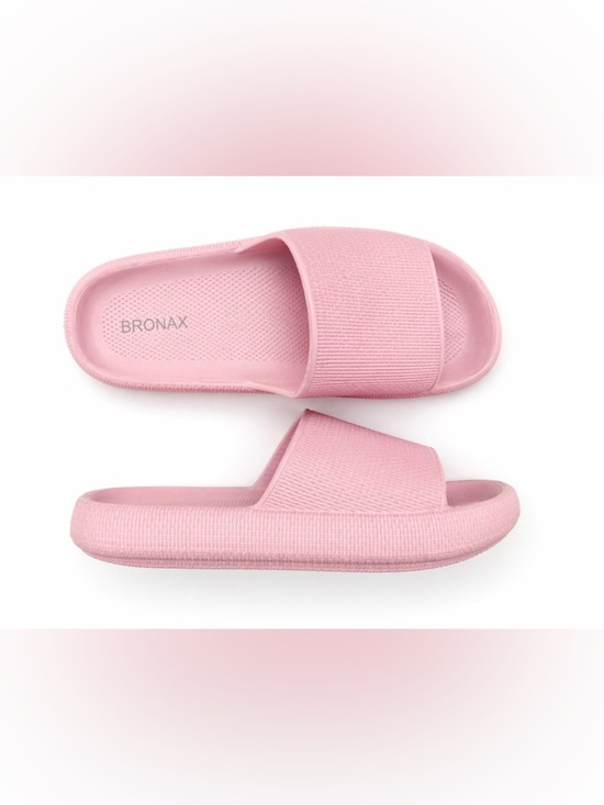 Bronax Shoes - BRONAX Pink Cloud Slides Sandals | Cushioned Comfort Thick Sole | Size 9